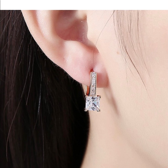 18K Gold Plated Cubic Zirconia Hoop Earrings - Picture 3 of 4